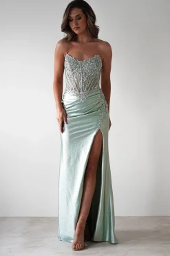 Outlet Caspian Embellished Bodycon Gown | Light Green Sommerkleider|Sommerkleider