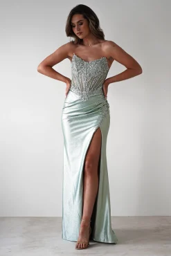 Outlet Caspian Embellished Bodycon Gown | Light Green Sommerkleider|Sommerkleider
