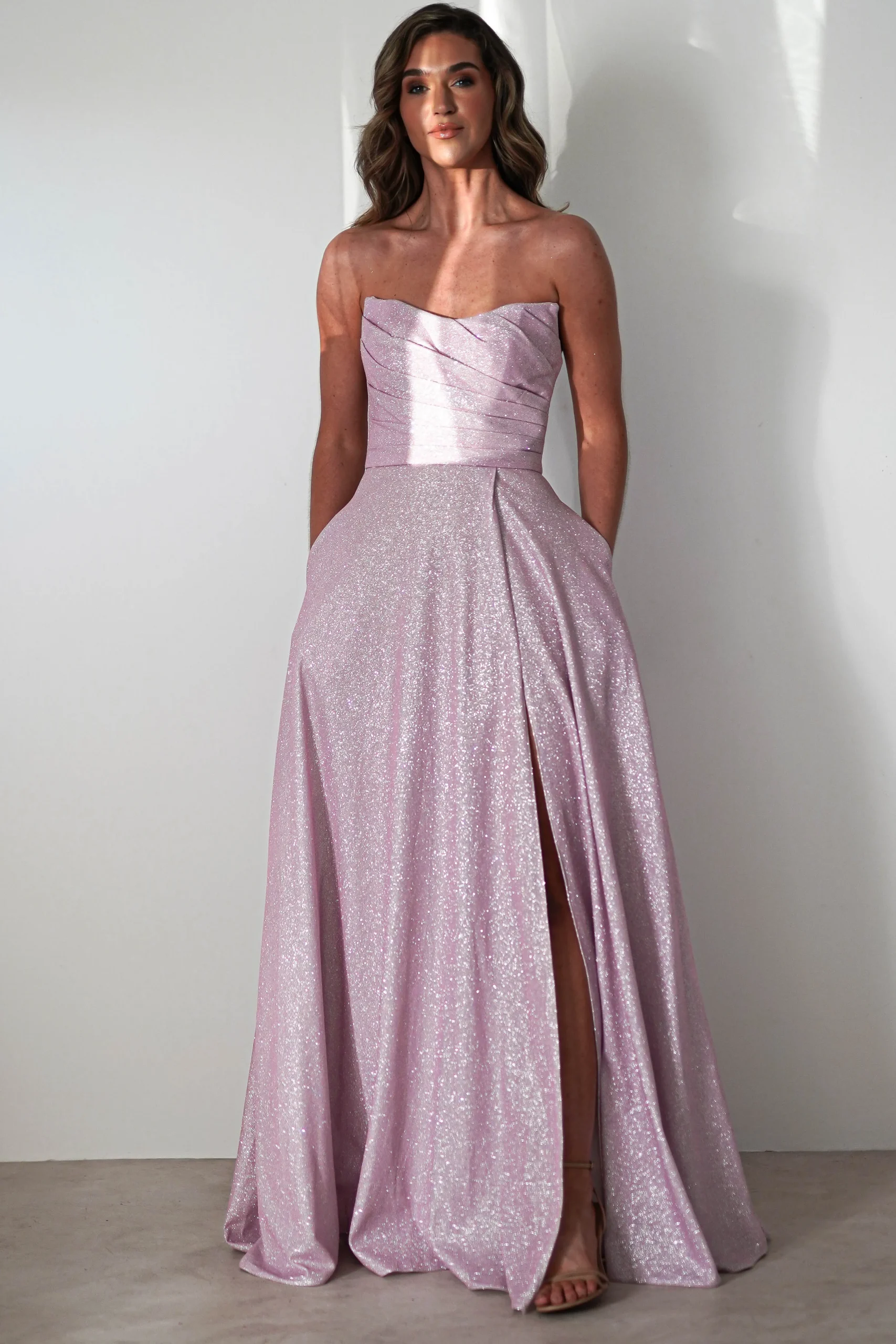 Fashion Cassia Strapless Glitter Aline Gown | Pink Sommerkleider|Sommerkleider