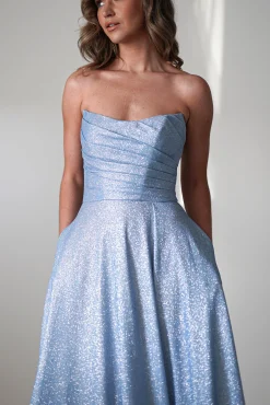 Clearance Cassia Strapless Glitter Aline Gown | Blue Sommerkleider|Sommerkleider