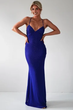 Sale Cataleya Rhinestone Bodycon Gown | Royal Blue Sommerkleider|Sommerkleider