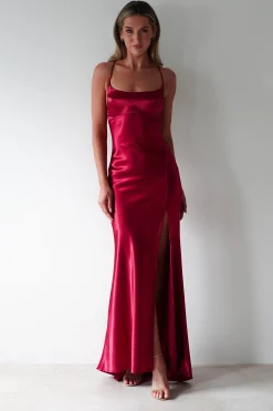 Outlet Celinee Satin Maxi Gown | Red Lange Kleider|Maxikleider
