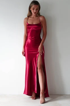 Outlet Celinee Satin Maxi Gown | Red Lange Kleider|Maxikleider