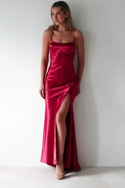 Outlet Celinee Satin Maxi Gown | Red Lange Kleider|Maxikleider