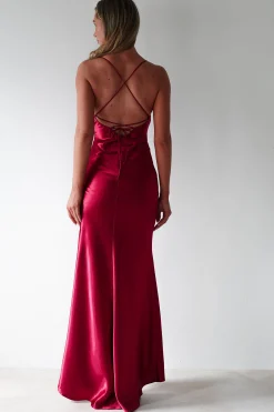 Outlet Celinee Satin Maxi Gown | Red Lange Kleider|Maxikleider