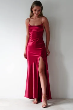 Outlet Celinee Satin Maxi Gown | Red Lange Kleider|Maxikleider