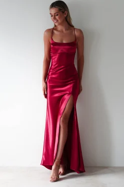 Outlet Celinee Satin Maxi Gown | Red Lange Kleider|Maxikleider