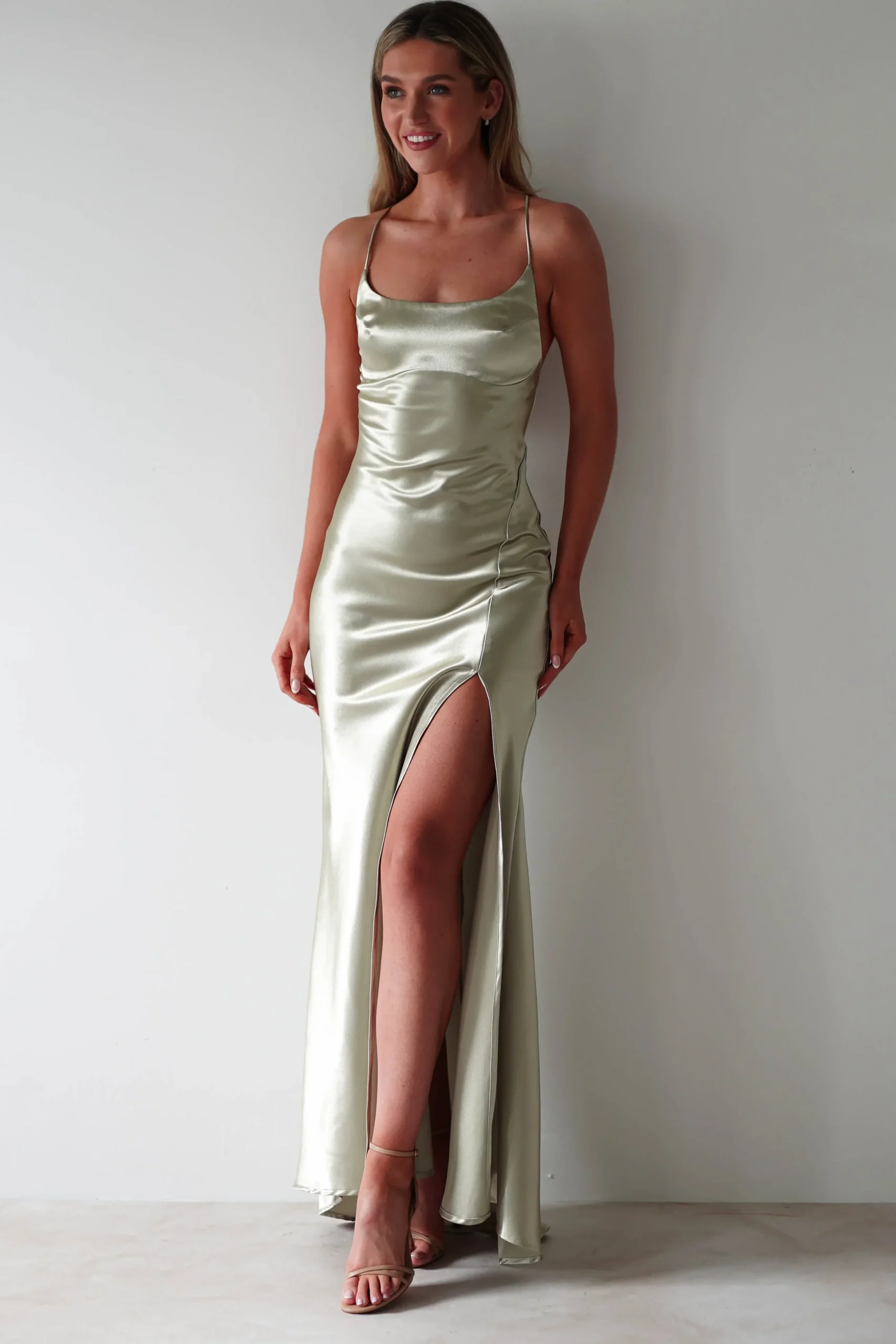 Discount Celinee Satin Maxi Gown | Sage Lange Kleider|Maxikleider