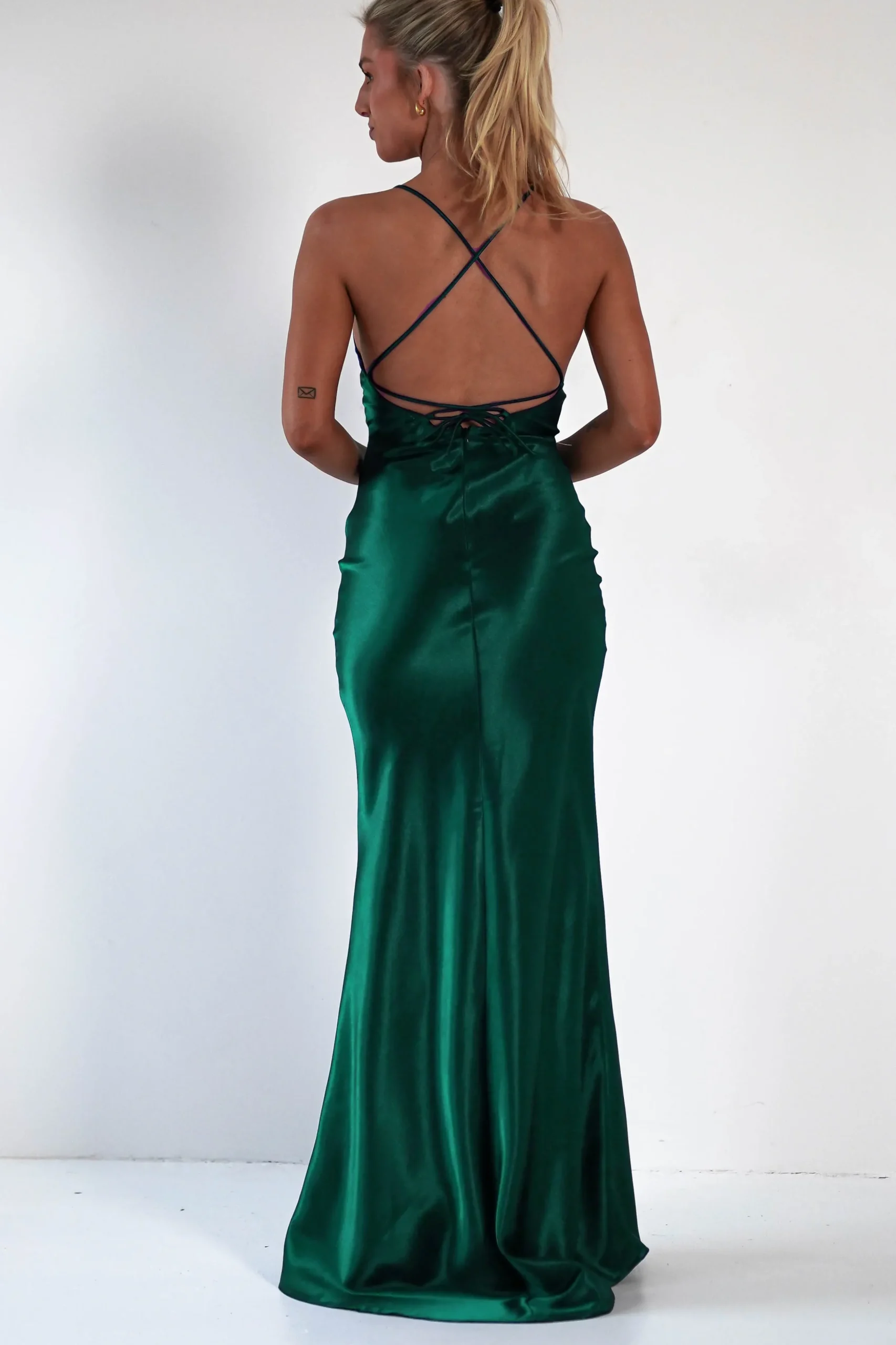 Online Celinee Satin Maxi Gown | Emerald Green Lange Kleider|Maxikleider