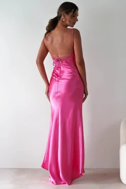 Best Celinee Satin Maxi Gown | Hot Pink Lange Kleider|Maxikleider