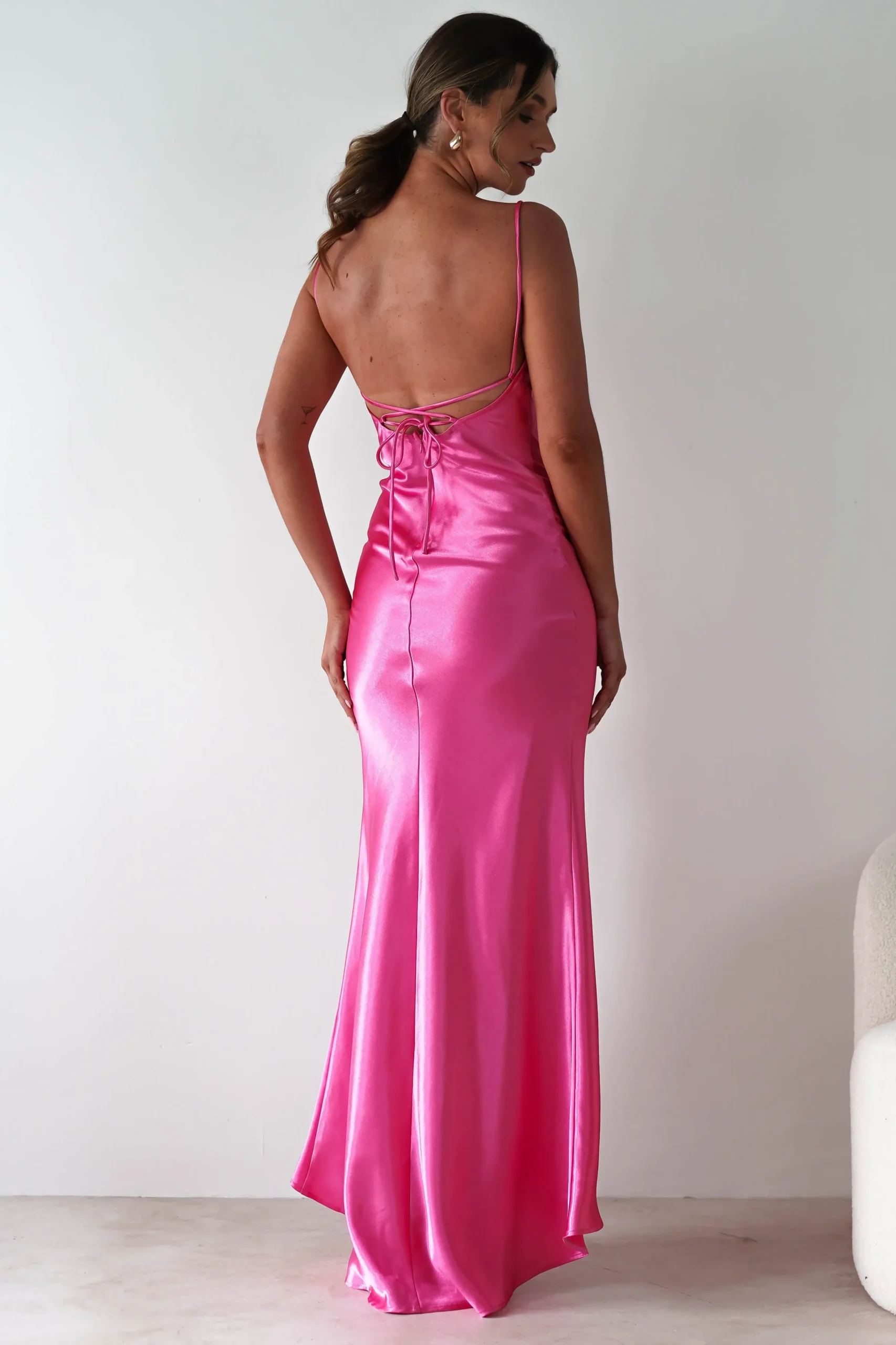 Best Celinee Satin Maxi Gown | Hot Pink Lange Kleider|Maxikleider