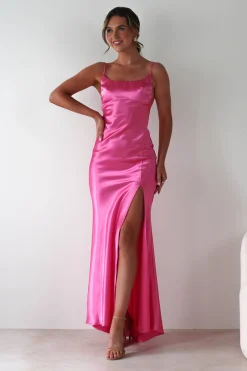 Best Celinee Satin Maxi Gown | Hot Pink Lange Kleider|Maxikleider