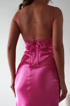 Best Celinee Satin Maxi Gown | Hot Pink Lange Kleider|Maxikleider