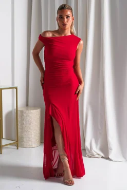Online Cellinna Mesh Maxi Dress | Red Lange Kleider|Maxikleider