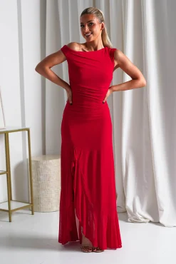 Online Cellinna Mesh Maxi Dress | Red Lange Kleider|Maxikleider