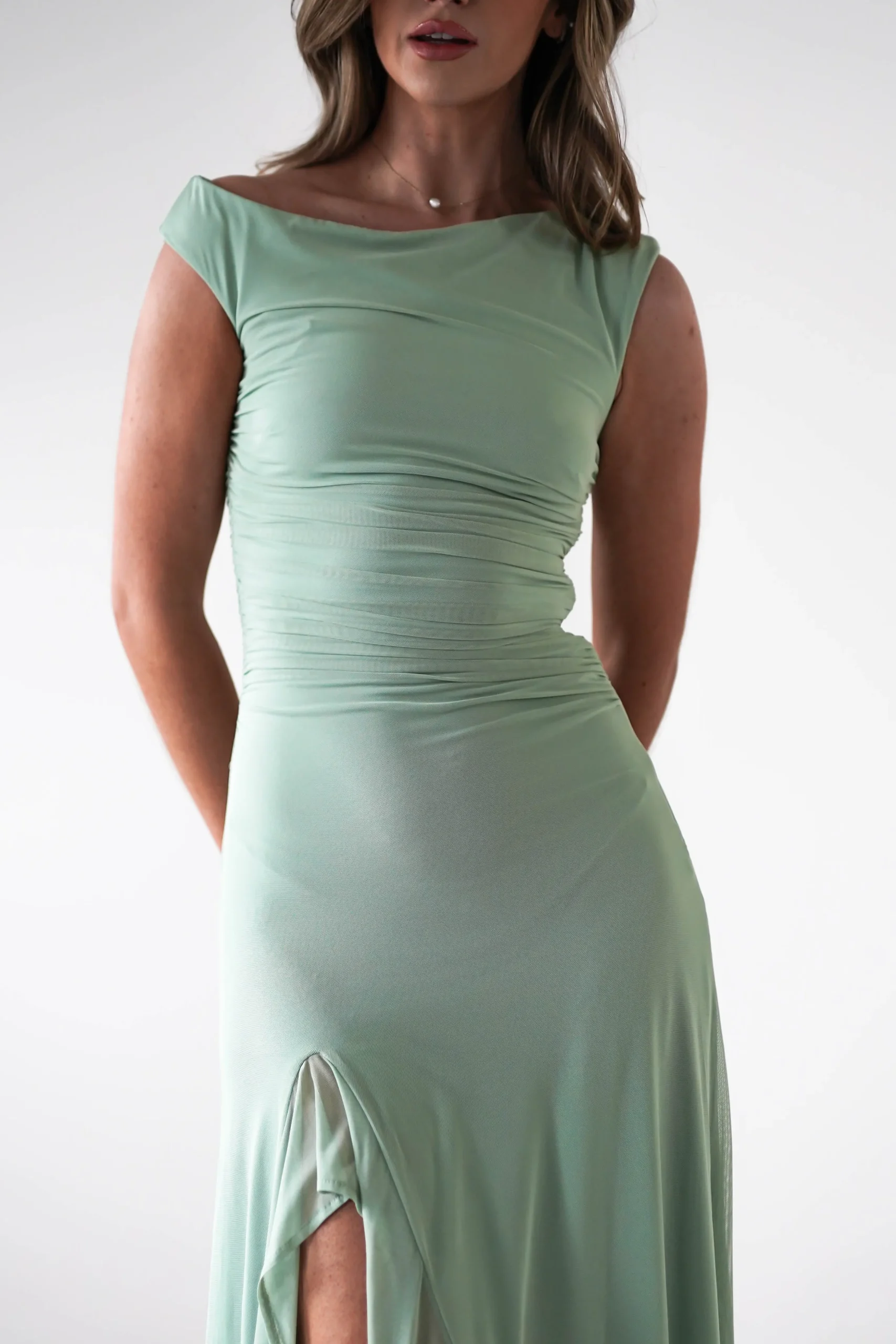 Discount Cellinna Mesh Maxi Dress | Light Green Lange Kleider|Maxikleider