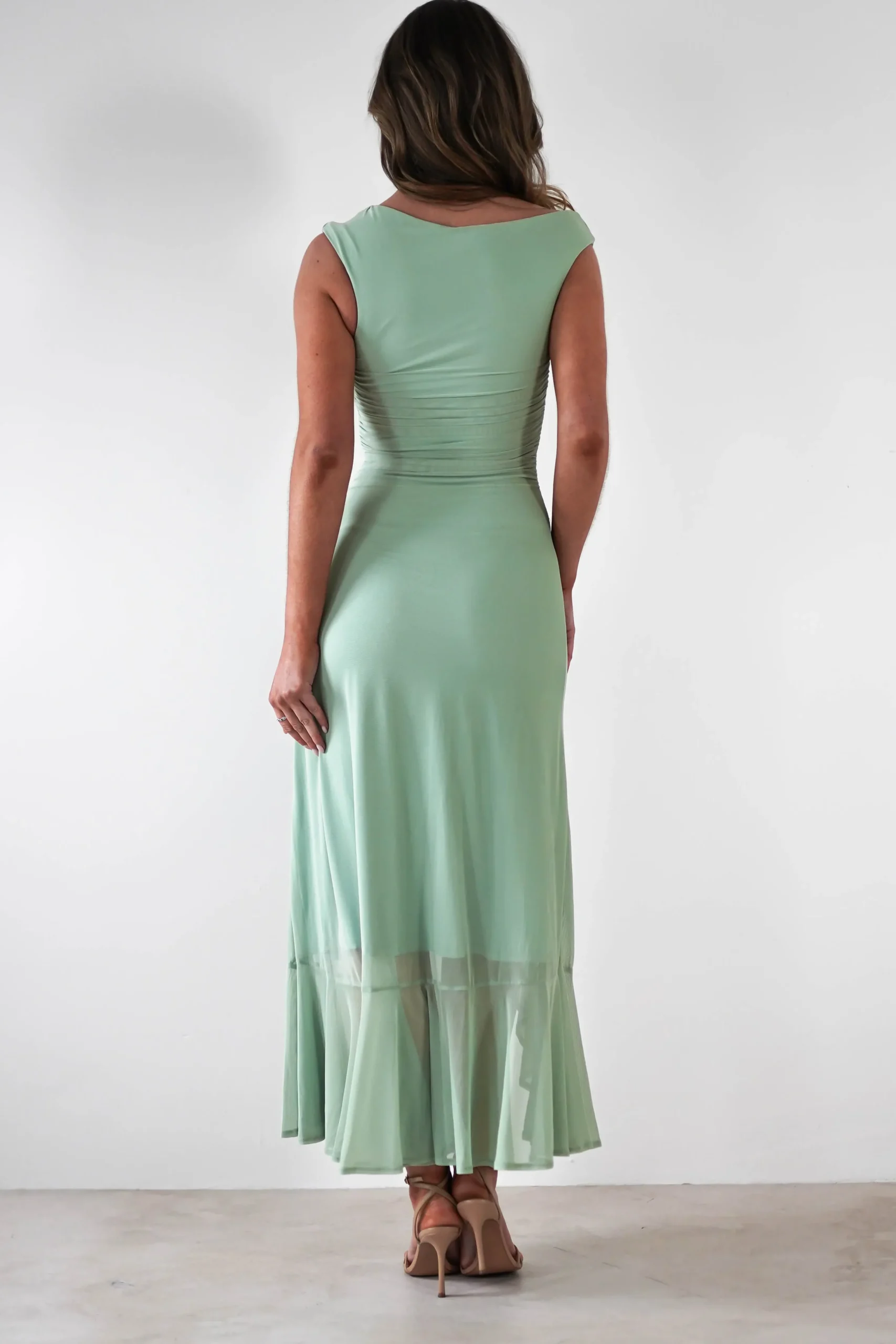 Discount Cellinna Mesh Maxi Dress | Light Green Lange Kleider|Maxikleider