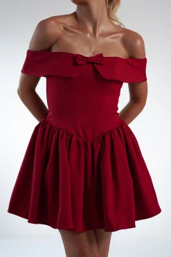 Sale Charlotte Corset Bow Mini Dress | Dark Red Kleider In Minilänge|Minikleider