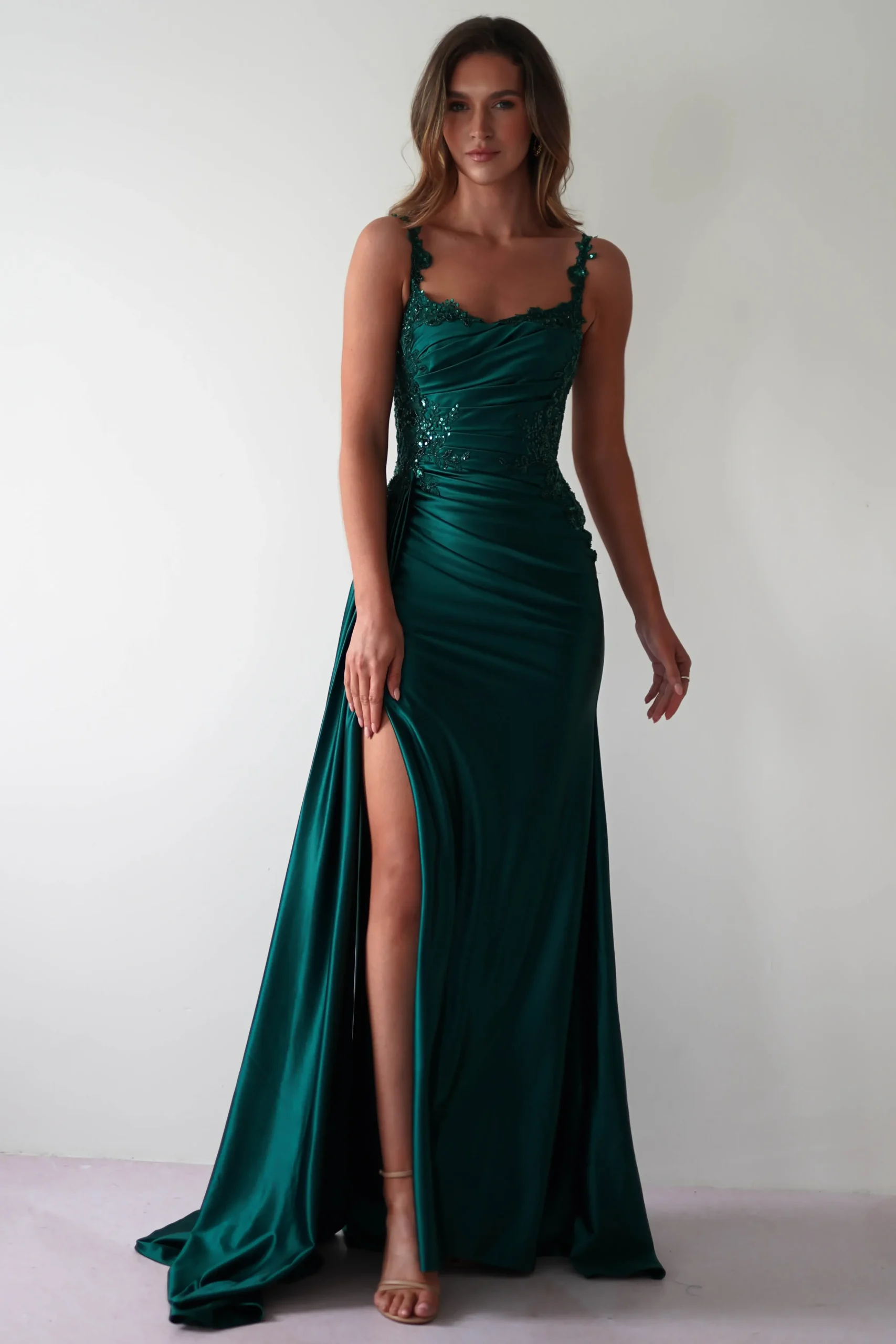 Clearance Cindy Pleated Bodice Gown | Emerald Green Kleider Für Besondere Anlässe|Ballkleider