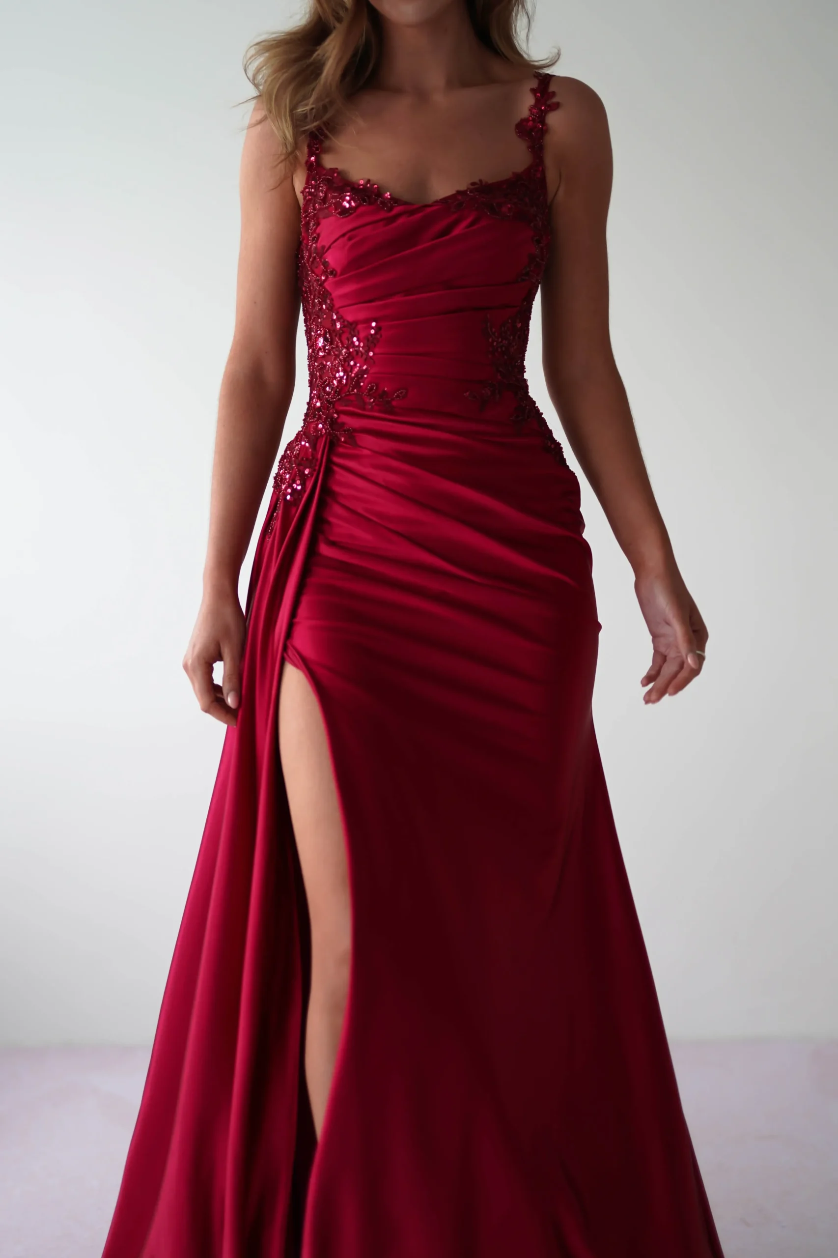 Clearance Cindy Pleated Bodice Gown | Burgundy Kleider Für Besondere Anlässe|Ballkleider