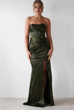 Outlet Clydee Soft Corset Maxi Gown | Olive Lange Kleider|Maxikleider