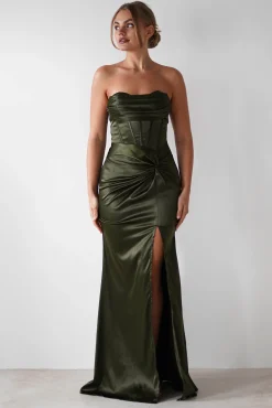 Outlet Clydee Soft Corset Maxi Gown | Olive Lange Kleider|Maxikleider