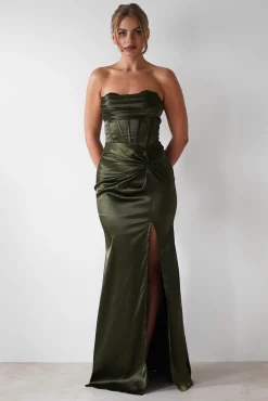 Outlet Clydee Soft Corset Maxi Gown | Olive Lange Kleider|Maxikleider