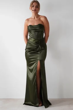 Outlet Clydee Soft Corset Maxi Gown | Olive Lange Kleider|Maxikleider