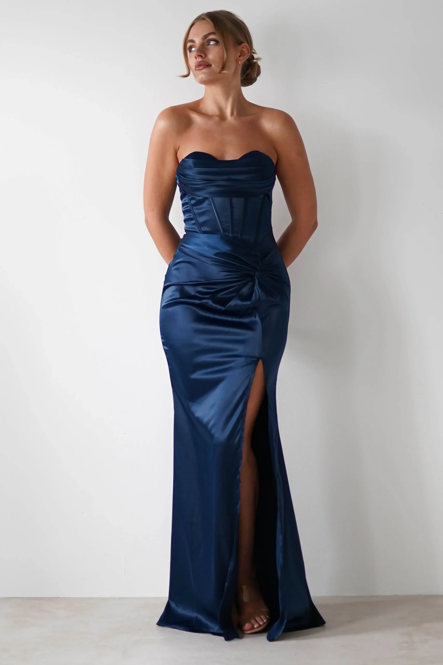 Best Clydee Soft Corset Maxi Gown | Navy Lange Kleider|Maxikleider