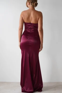 Best Clydee Soft Corset Maxi Gown | Burgundy Lange Kleider|Maxikleider