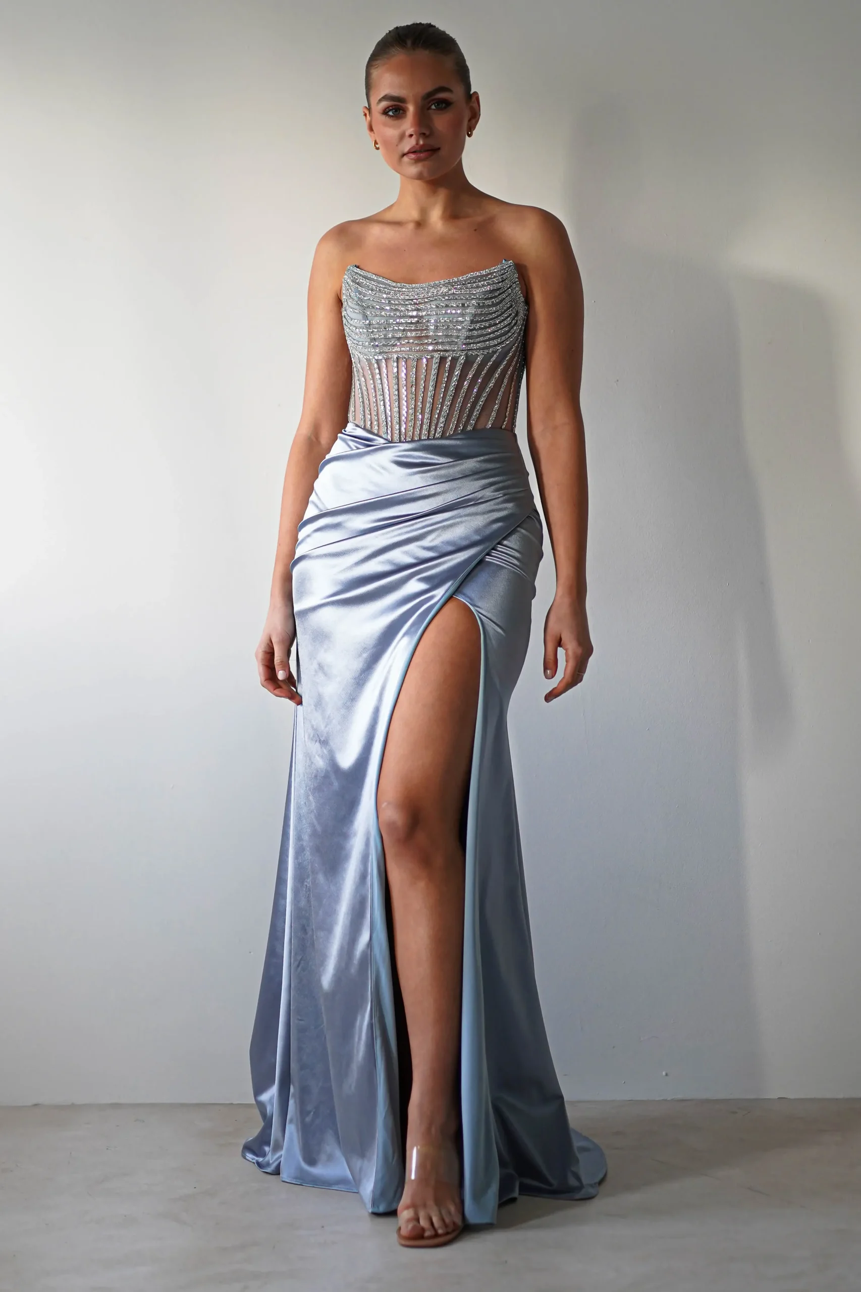 Fashion Crystal Bodycon Embellished Gown | Blue Sommerkleider|Sommerkleider