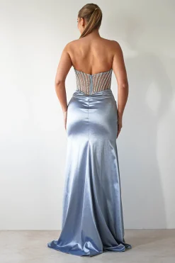 Fashion Crystal Bodycon Embellished Gown | Blue Sommerkleider|Sommerkleider