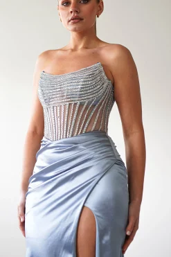 Fashion Crystal Bodycon Embellished Gown | Blue Sommerkleider|Sommerkleider
