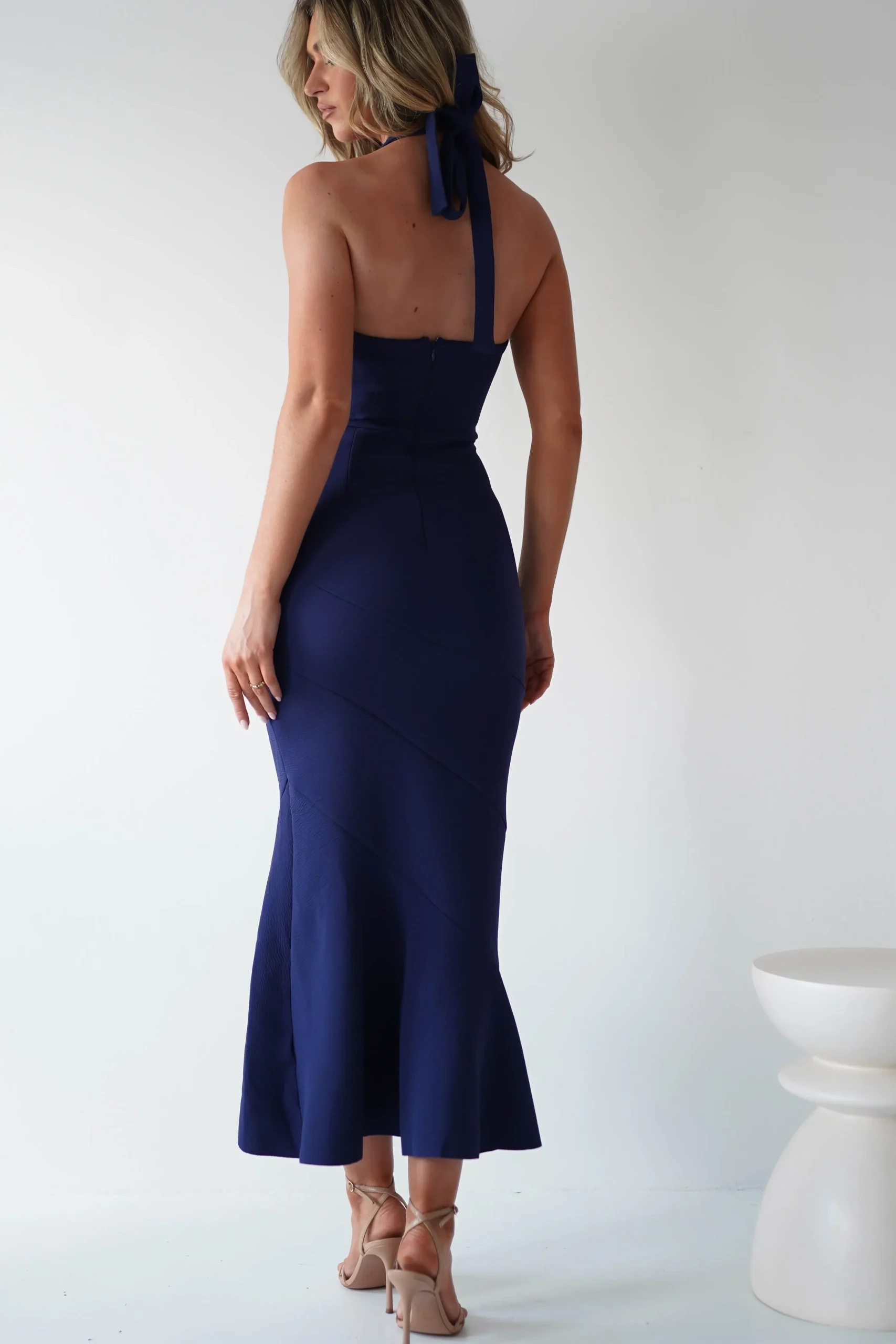 Sale Damaris Textured Midi Dress | Navy Lange Kleider|Maxikleider