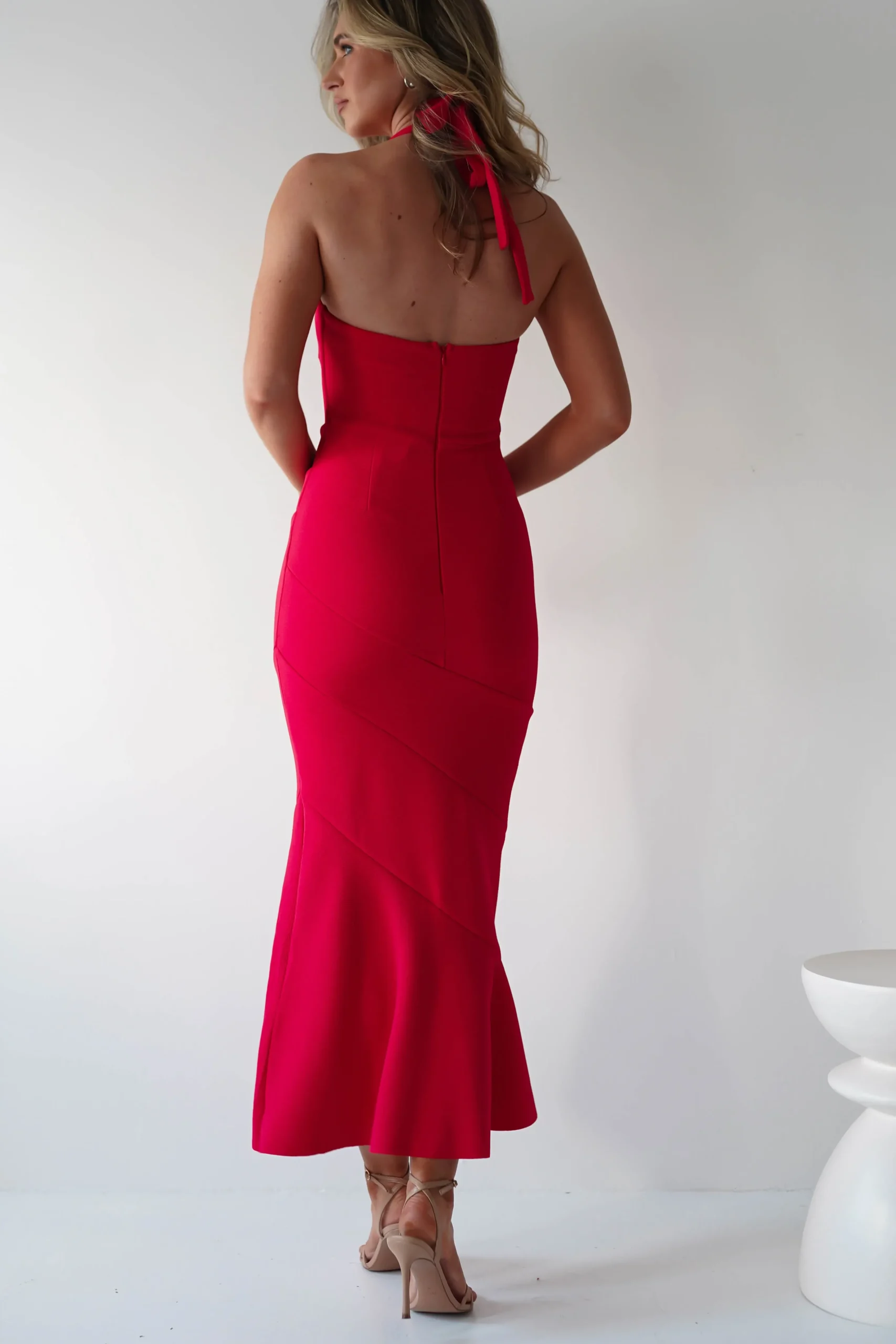 Outlet Damaris Textured Midi Dress | Red Lange Kleider|Maxikleider