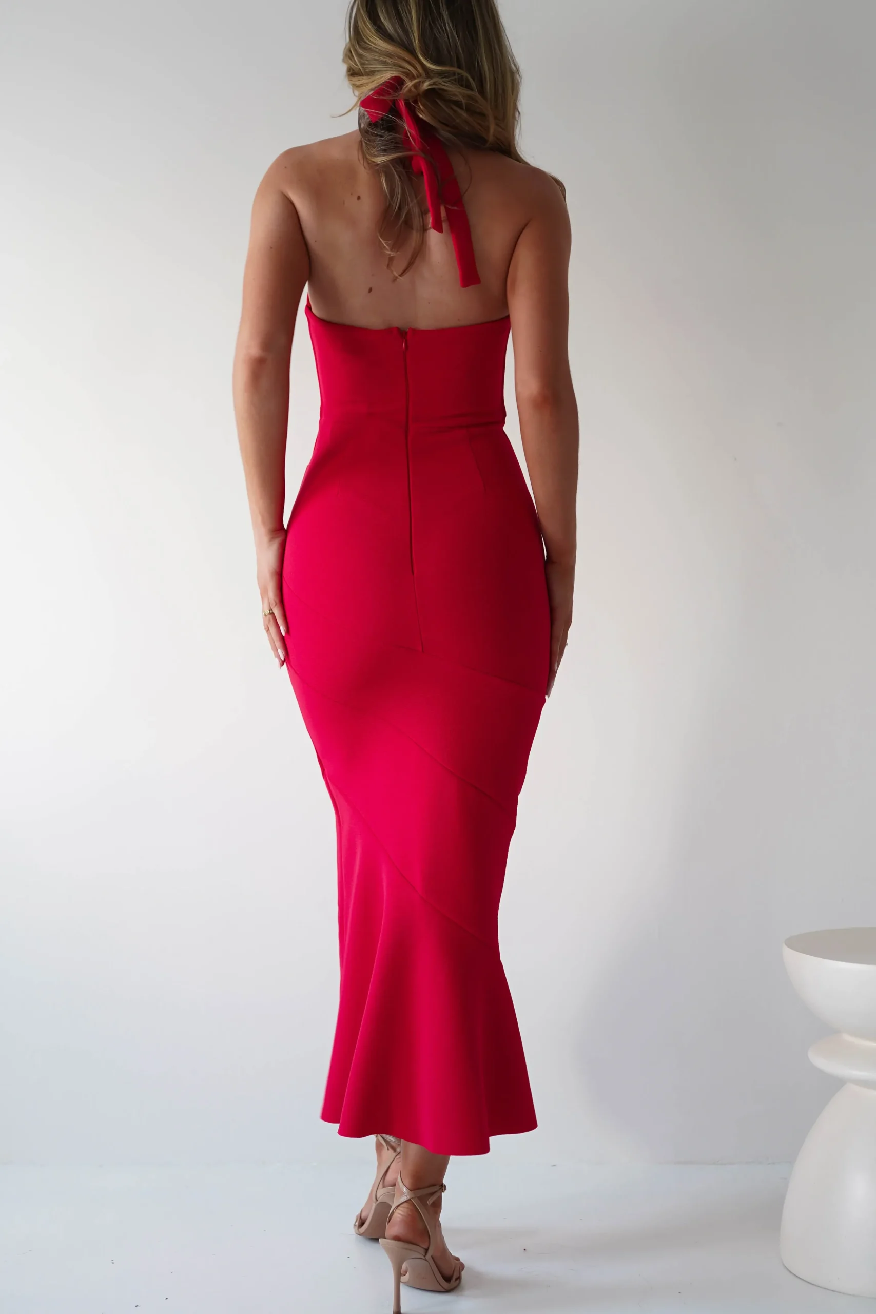 Outlet Damaris Textured Midi Dress | Red Lange Kleider|Maxikleider