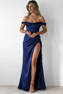 Outlet Dionne Soft Coset Maxi Gown | Navy Lange Kleider|Maxikleider