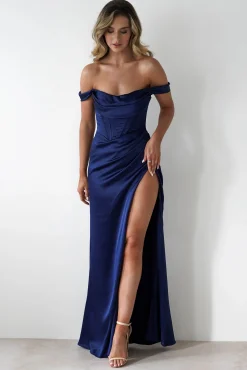Outlet Dionne Soft Coset Maxi Gown | Navy Lange Kleider|Maxikleider