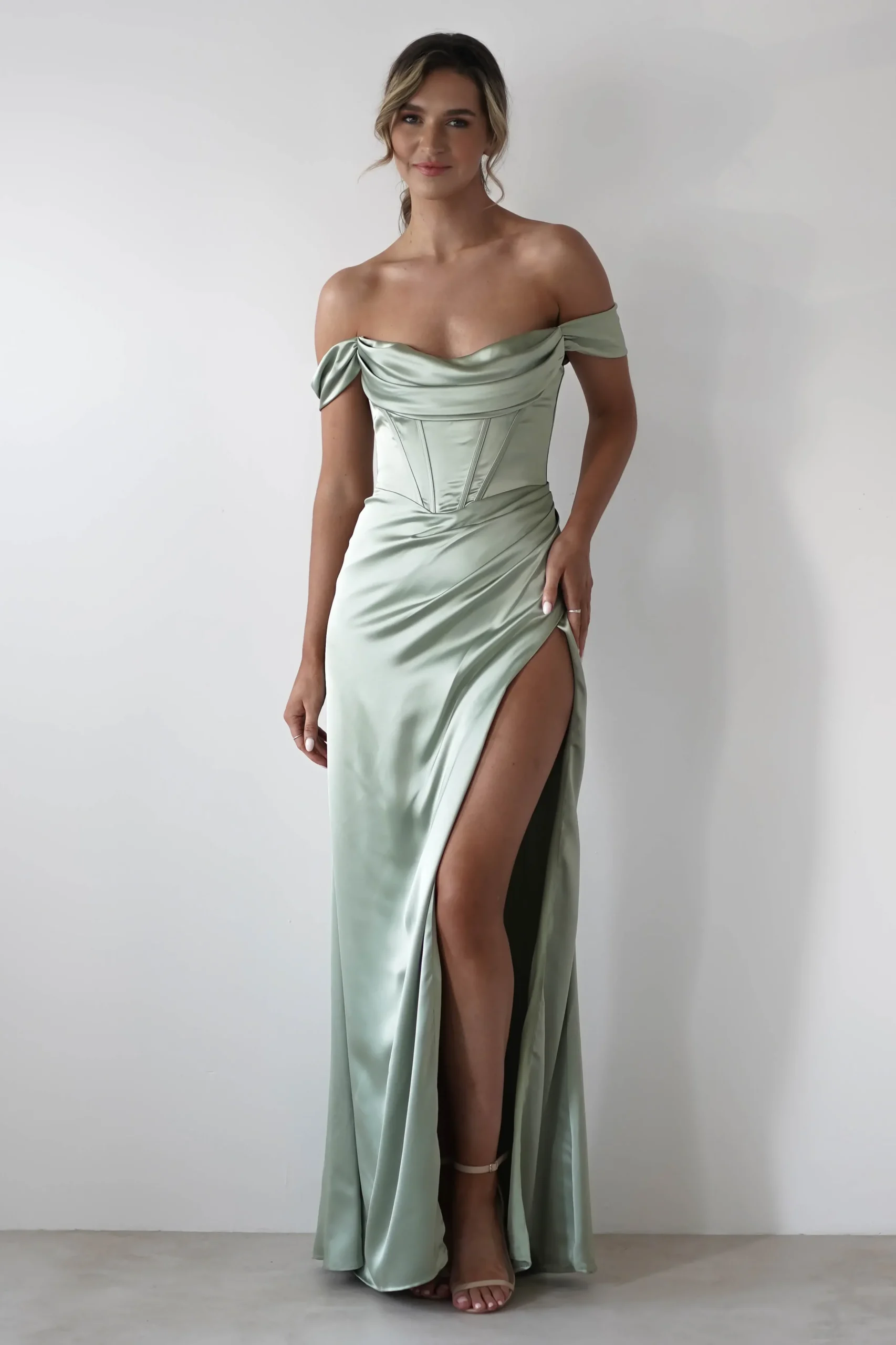 Online Dionne Soft Coset Maxi Gown | Sage Lange Kleider|Maxikleider