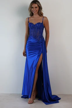 Best Diva Embellished Corset Gown | Royal Blue Sommerkleider|Sommerkleider