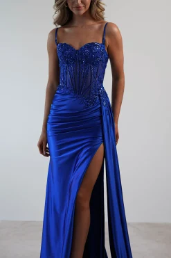 Best Diva Embellished Corset Gown | Royal Blue Sommerkleider|Sommerkleider