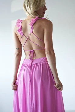Sale Ellie Ruffle Detail Maxi Dress | Pink Lange Kleider|Maxikleider
