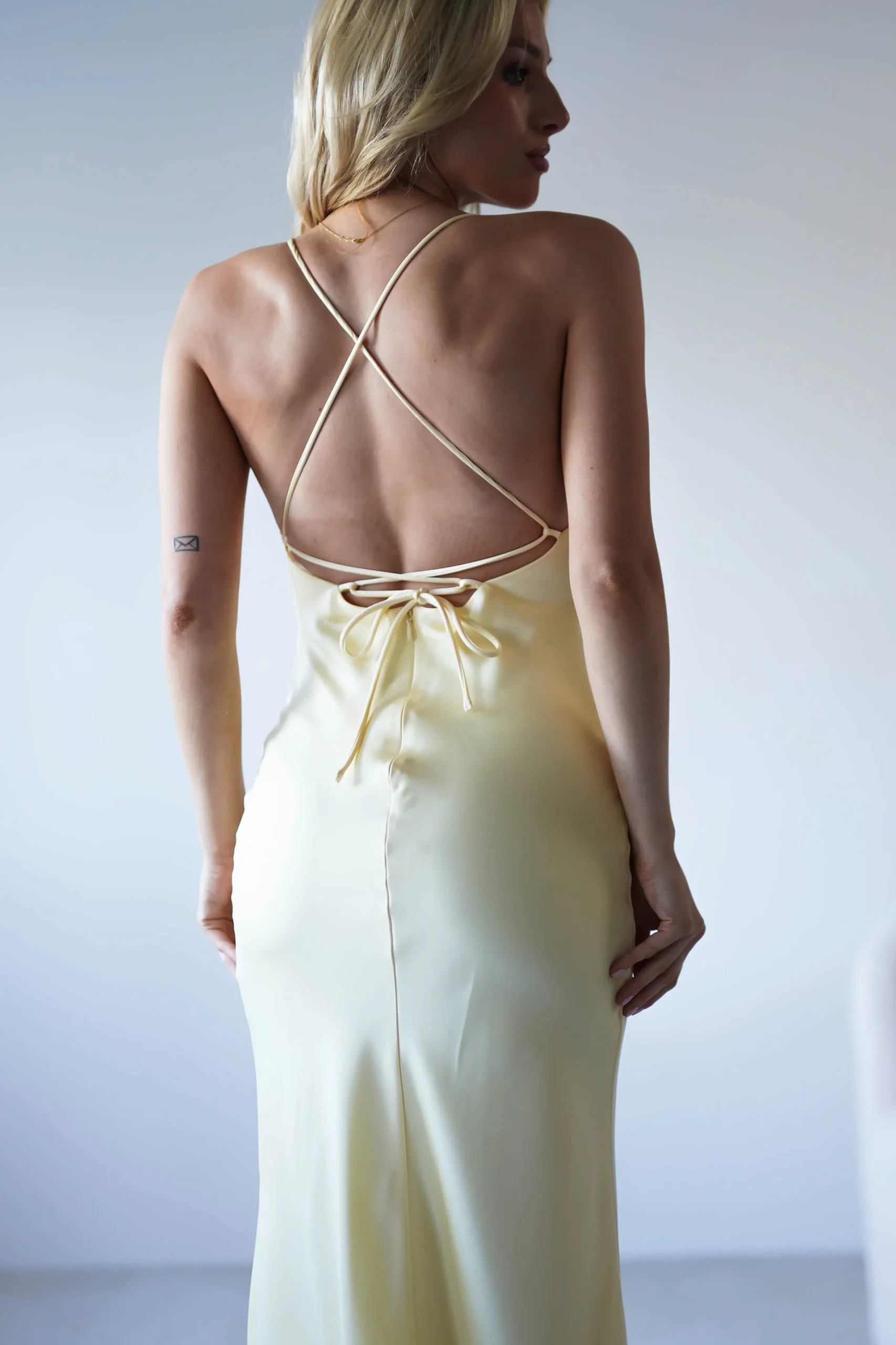 Hot Elsa Matte Satin Maxi Gown | Yellow Lange Kleider|Maxikleider