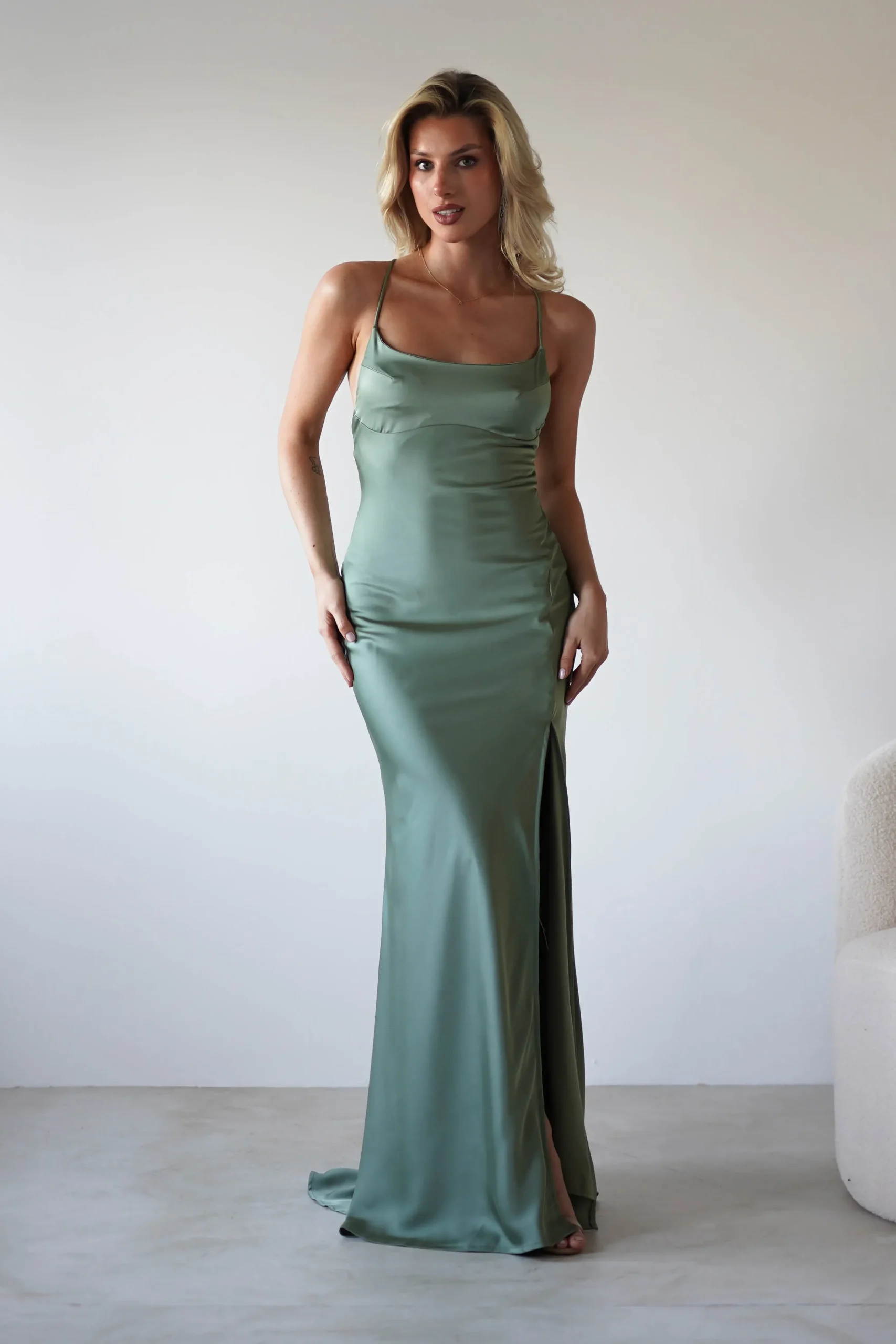Best Elsa Matte Satin Maxi Gown | Olive Lange Kleider|Maxikleider