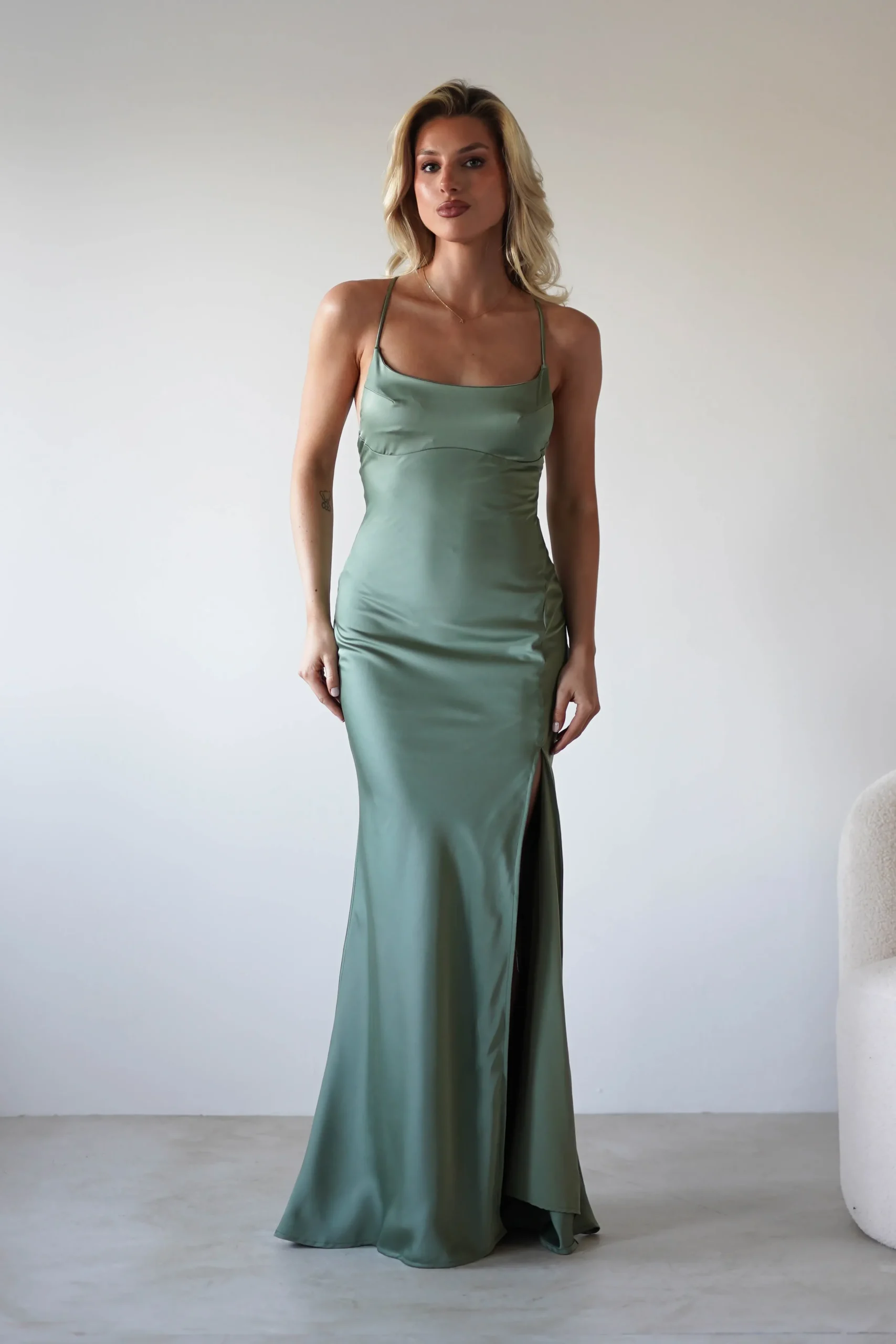 Best Elsa Matte Satin Maxi Gown | Olive Lange Kleider|Maxikleider