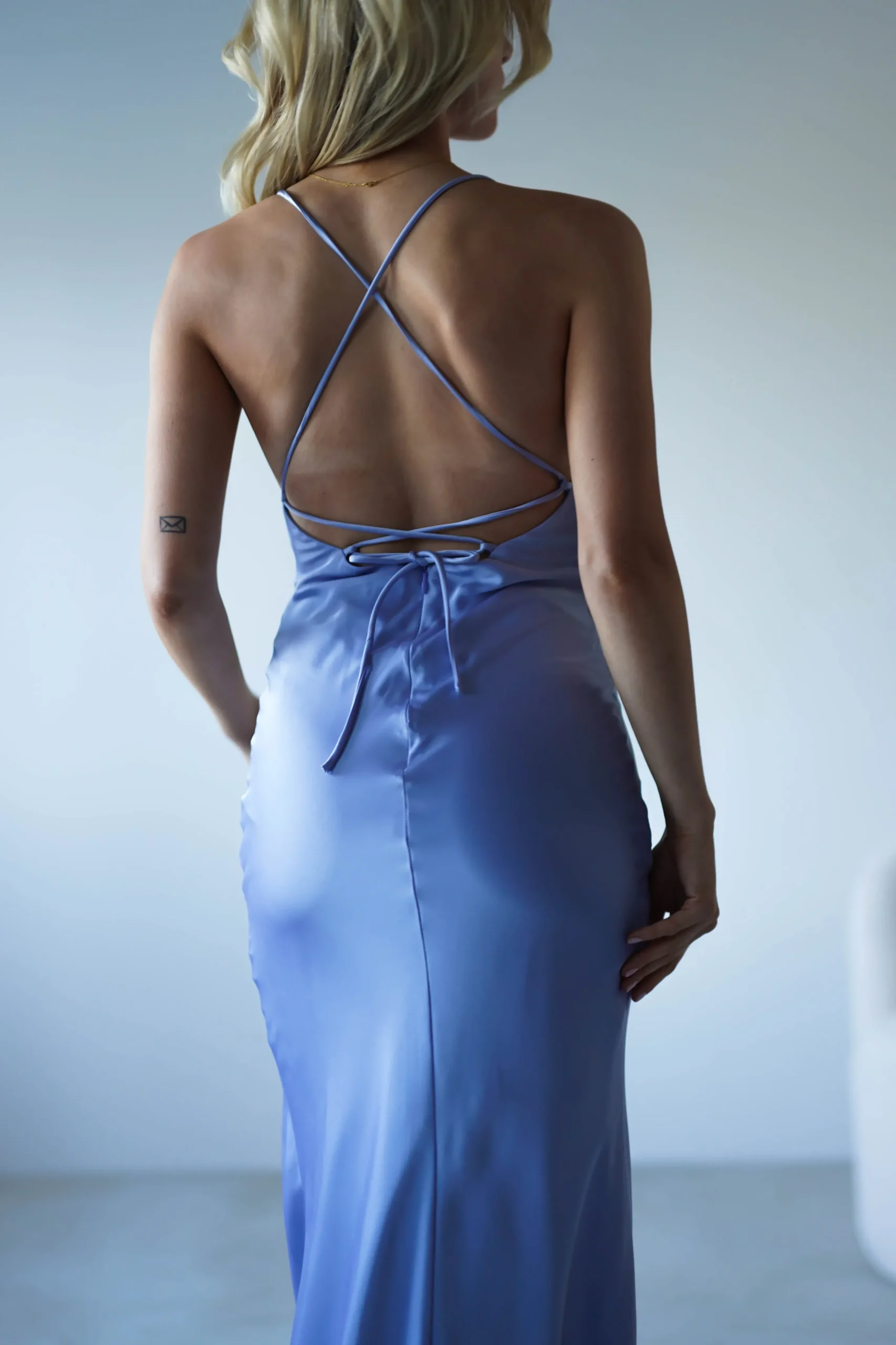 Hot Elsa Matte Satin Maxi Gown | Periwinkle Blue Lange Kleider|Maxikleider