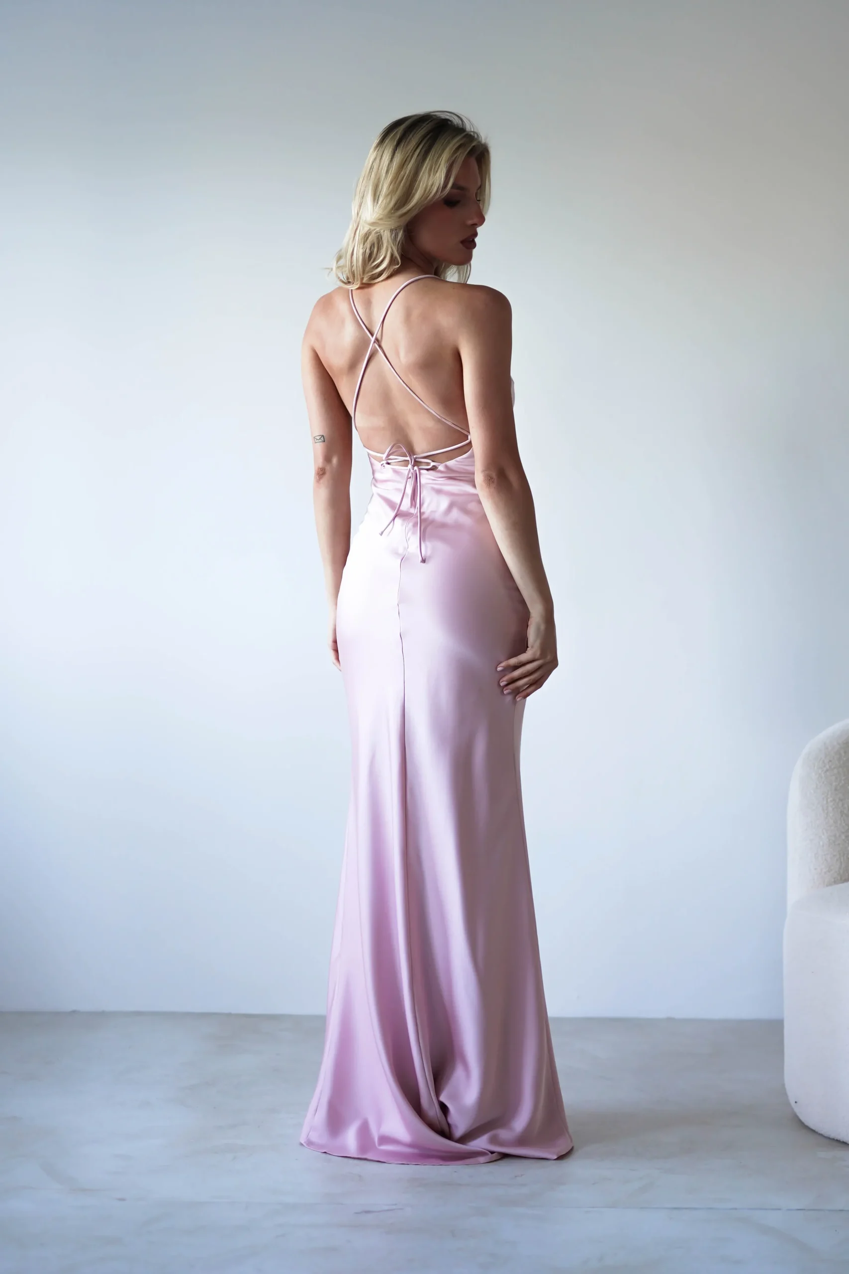 New Elsa Matte Satin Maxi Gown | Blush Pink Lange Kleider|Maxikleider