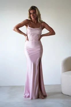 New Elsa Matte Satin Maxi Gown | Blush Pink Lange Kleider|Maxikleider