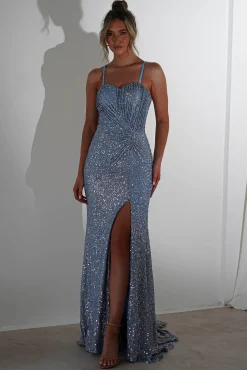 Outlet Ember Bodycon Sequin Gown | Slate Blue Sommerkleider|Sommerkleider