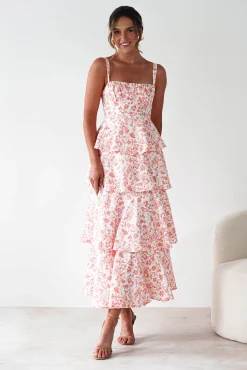 Discount Emily Floral Ruffle Maxi Dress | Orange Print Lange Kleider|Maxikleider